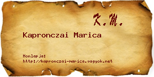 Kapronczai Marica névjegykártya